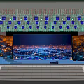 Modern Stage Design Featuring Blue Orange Lighting Large Screens And Light Effects 3d model