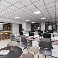 Modern Office Interior Design With Spacious Layout Ergonomic Gray Chairs And Neat Workstations 3d model