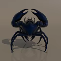 Black Reptile with Large Pincers and Glowing Blue Mechanical Body Structure