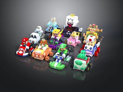 Lego Kart Toys With Cartoon Characters In Assorted Colors And Designs 3d model