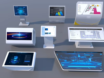 Public Facilities Equipped With Modern Interactive Information Screens And Digital Kiosks 3d model