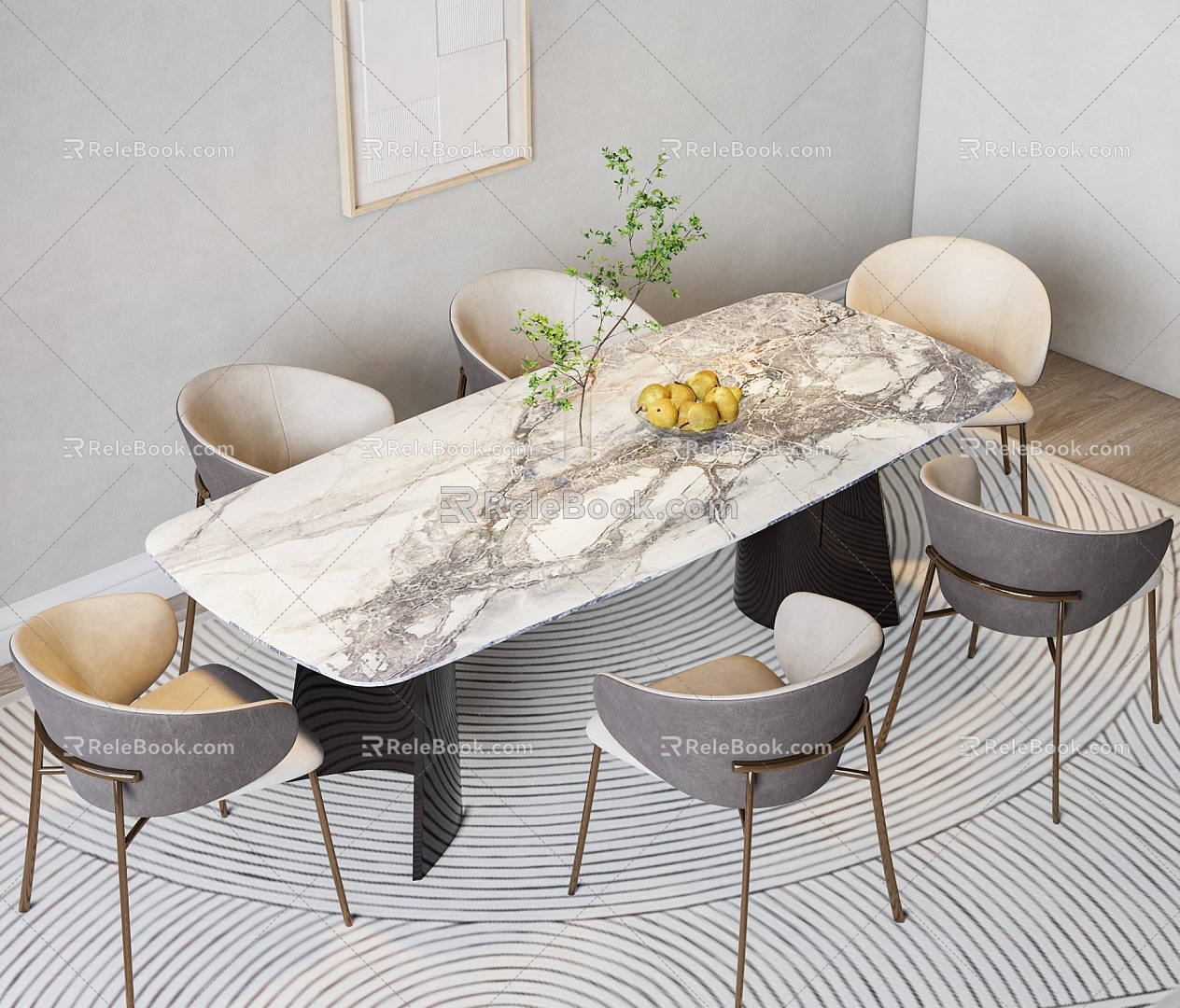 Modern Dining Table Dining Chair Combination Light Luxury Dining Table Dining Chair Combination Now Dining Table Light Luxury Dining Table Marble Dining Table 3d model