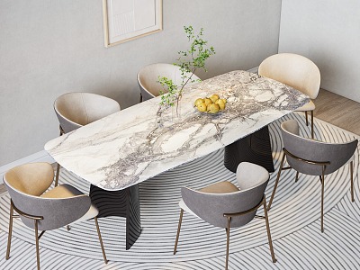 Modern Dining Table Dining Chair Combination Light Luxury Dining Table Dining Chair Combination Now Dining Table Light Luxury Dining Table Marble Dining Table 3d model