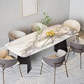 Modern Dining Table Dining Chair Combination Light Luxury Dining Table Dining Chair Combination Now Dining Table Light Luxury Dining Table Marble Dining Table 3d model