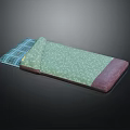 Patterned Mattress With Green Bed Sheet Blue Plaid Head Section And Purple Edge Design