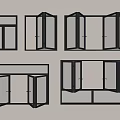 Various Modern Window Designs With Black Frames And Different Opening Styles 3d model