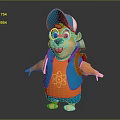 Friendly Cartoon Game Movie Character With Blue Cap Glasses Orange Shirt Blue Vest Red Backpack