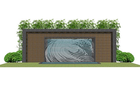 New Chinese Style Landscape Wall Outdoor Photo Frame Fireplace 3d model