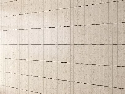 Beige Tile Wall With Long Strip Tiles Neatly Arranged And Gray Grout 3d model