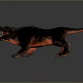 Mythical Fiery Dog Character With Sharp Fangs And Glowing Red Aggressive Stance 3d model