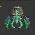 Game Fantasy Character With Green Carapace Yellow Edges Blue Gem And Multiple Claws