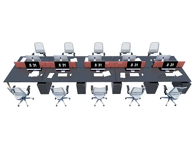 Modern Office Conference Table and Chair Set With Multiple Ergonomic Seats 3d model