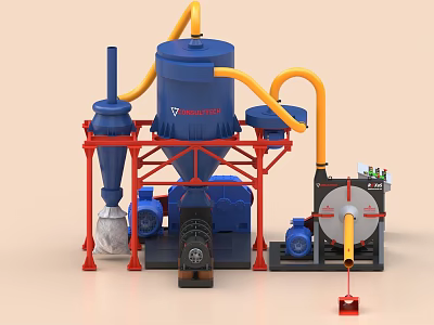 Industrial Equipment System With Pipes And Components 3d model