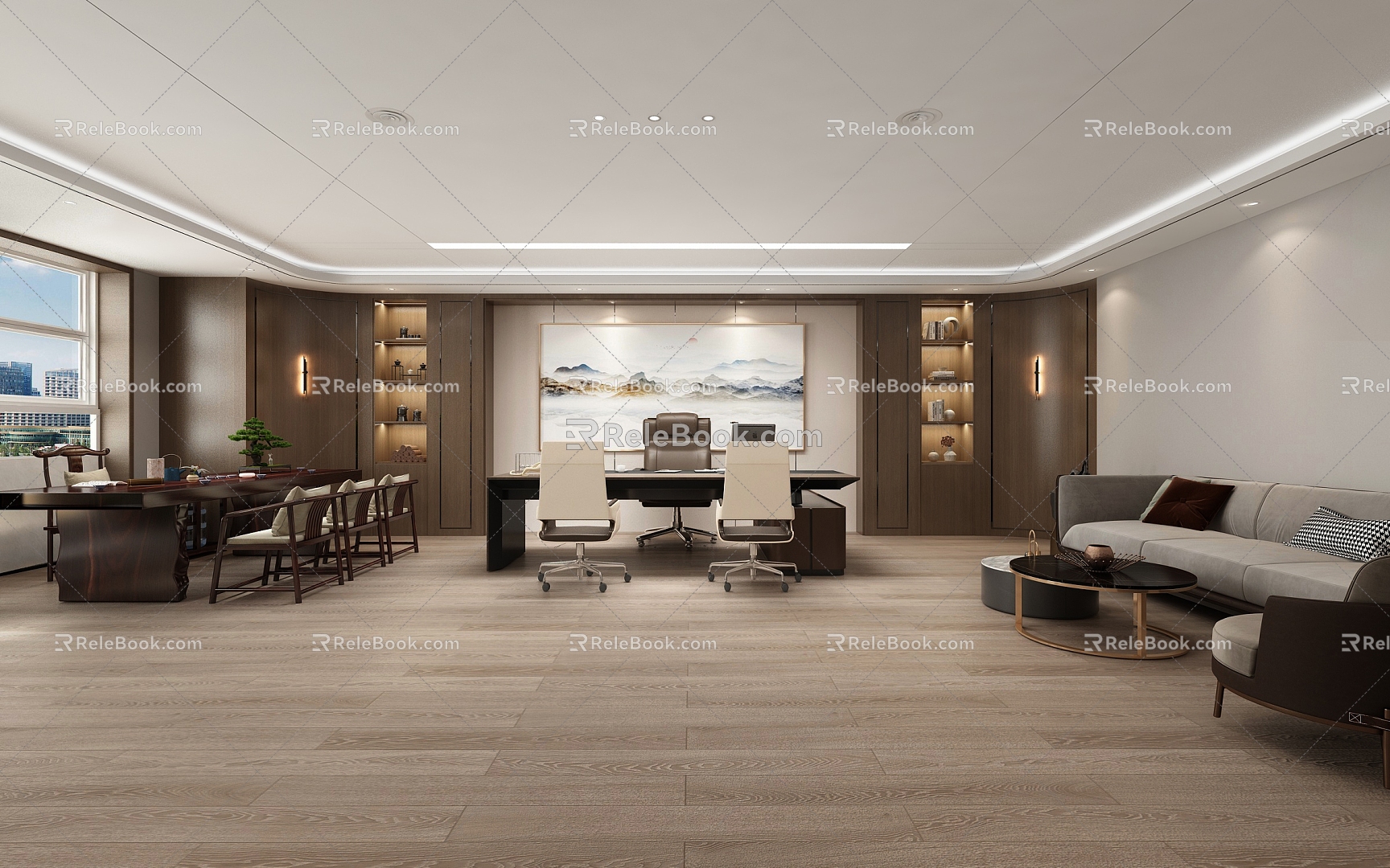 New Chinese-style Office General Manager's Office Reception Room 3d model