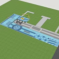 Fire Rescue Access Surface Layout And Design In Building Surrounding Green Space 3d model