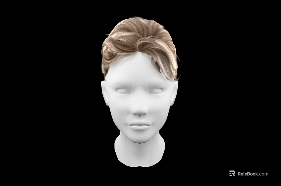 Game Movie Character 3D Head Model With Blond Hair And White Face 3d model 