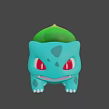 Cute Blue Green Game Movie Character With Red Eyes And Green Leaf On Back