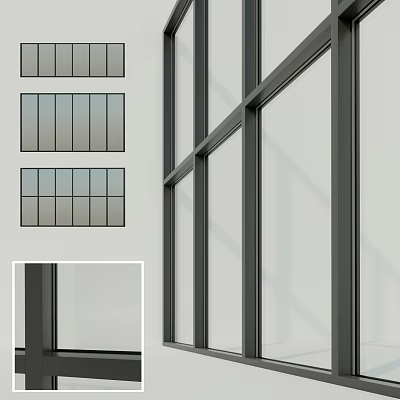 Modern Black Frame Casement Windows For Architectural Exterior With Large Glass Panels 3d model