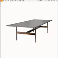 Modern Minimalist Dining Table With Rectangular Surface And Slim Metal Legs Design 3d model