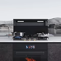Modern Kitchen Appliances With Black Cooktop Pans And Built In Oven