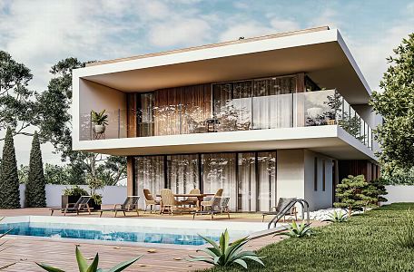 Modern single-family villa homestay building self-built house 3d model