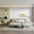 Modern Kids Room Interior With Bed Stuffed Toy Desk Chair Bookshelf And Rug