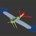 Colorful Space Model Aircraft With Blue Red Wings White Body And Propeller