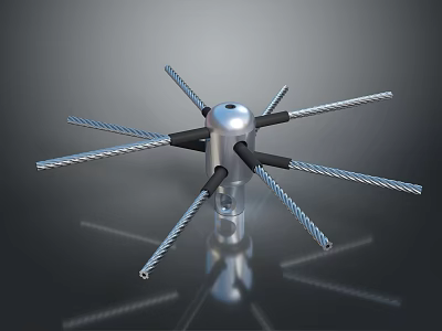 Multi Barrel Weapon Design With Radial Metal Rods And Black Connectors 3d model