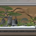 Serene Indoor Courtyard Garden With Pine Tree Rock Feature Waterfall And Lush Green Plants