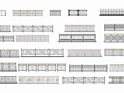 Different Decorative Fence Design Styles With Ornamental Patterns And Railings 3d model