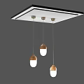 Modern Pendant Light With Three Copper Base White Shade And Square Black Frame 3d model