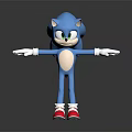 Blue Hedgehog Character Featuring Blue Body White Gloves Red Shoes Green Eyes And Outstretched Arms