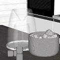 Modern Decorative Accessory Set with Glass Container Metal Ice Bucket and Ice Cubes Home Decor