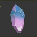 Colorful Transparent Faceted Crystal Sculpture With Pink Blue Cyan Hues And Reflection On Dark Background