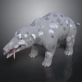 Gray and White Spotted Creature with Stocky Body Long Snout Open Mouth