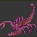 Pinkish Red Scorpion Model With Textured Body Pincers And Curled Tail On Reflective Surface