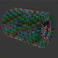 Geometric Green Spiral Structure Composed Of Cylinders And 3D Elements 3d model