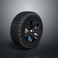 Car Off Road Tire With Deep Tread And Black Shiny Alloy Wheel