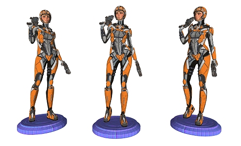 Modern robot technology female robot 3d model