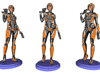 Modern robot technology female robot 3d model