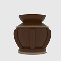 Unique Brown Ceramic Vessel Featuring Layered Design And Beige Rim Accent 3d model