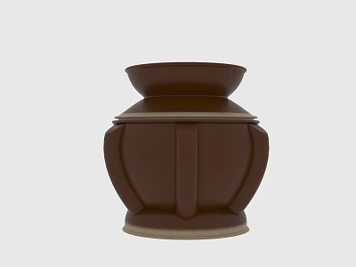 Unique Brown Ceramic Vessel Featuring Layered Design And Beige Rim Accent 3d model