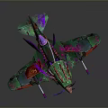 Vibrant Graffiti Style Airplane Model With Colorful Green Purple Red Artistic Design
