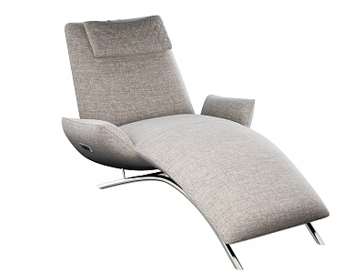 Modern Gray Fabric Chaise Lounge with Curved Metal Frame and Ergonomic Design 3d model