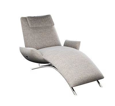 Modern Gray Fabric Chaise Lounge with Curved Metal Frame and Ergonomic Design 3d model