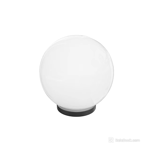 Outdoor Round Globe Light With White Glass Shade And Black Base Design 3d model 