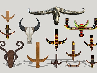 Ethnic animal wall decoration Yi landscape sketch 3d model