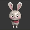 Cute White Rabbit Doll With Long Ears Pink Cheeks And Polka Dot Scarf