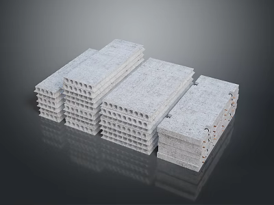 Gray Stacked Precast Concrete Panels For Modern Furniture Construction 3d model