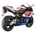 Sporty Modern Motorcycle With Red White Blue Colors